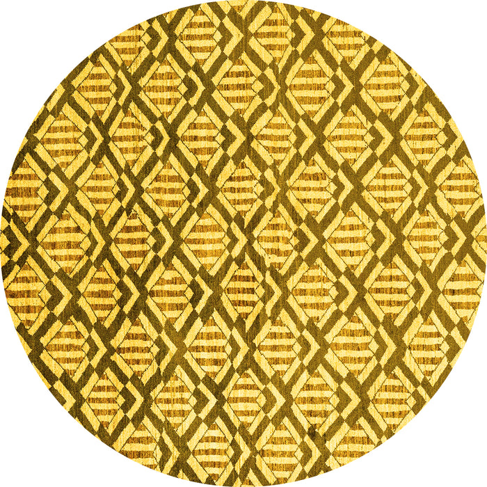 Round Machine Washable Oriental Yellow Modern Rug, wshabs1844yw