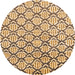 Round Machine Washable Abstract Mustard Yellow Rug, wshabs1844