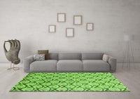 Machine Washable Oriental Green Modern Rug, wshabs1844grn