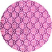 Round Machine Washable Oriental Pink Modern Rug, wshabs1844pnk