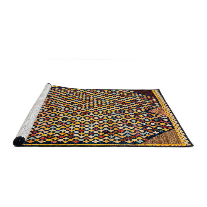 Sideview of Machine Washable Abstract Metallic Gold Rug, wshabs1845
