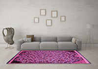 Machine Washable Abstract Pink Modern Rug, wshabs1845pnk