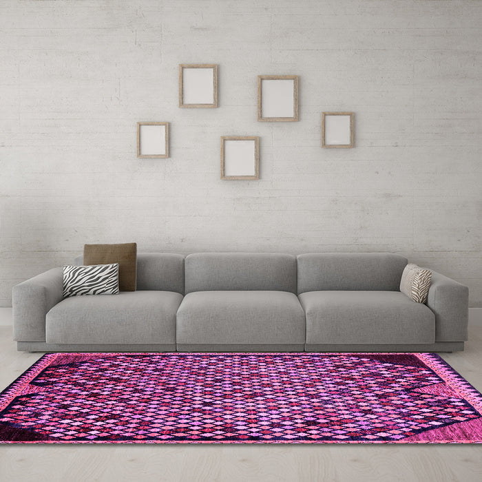 Machine Washable Abstract Pink Modern Rug in a Living Room, wshabs1845pnk