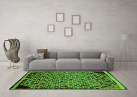 Machine Washable Abstract Green Modern Rug, wshabs1845grn