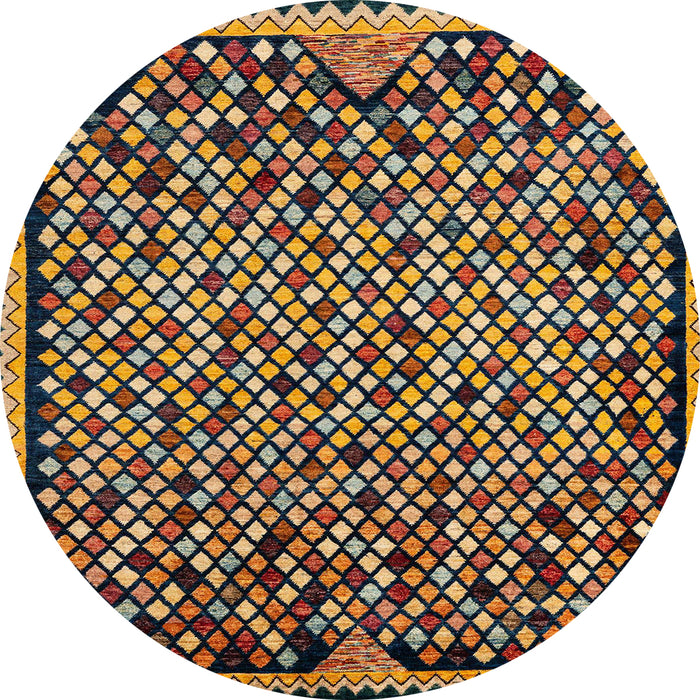 Round Machine Washable Abstract Metallic Gold Rug, wshabs1845