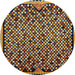 Round Machine Washable Abstract Metallic Gold Rug, wshabs1845