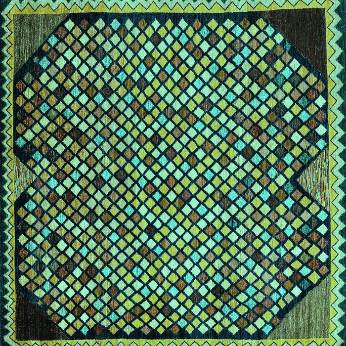 Square Abstract Turquoise Modern Rug, abs1845turq