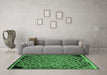 Machine Washable Abstract Emerald Green Modern Area Rugs in a Living Room,, wshabs1845emgrn