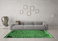 Machine Washable Abstract Emerald Green Modern Rug, wshabs1845emgrn