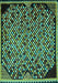 Machine Washable Abstract Turquoise Modern Area Rugs, wshabs1845turq