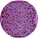 Round Machine Washable Abstract Purple Modern Area Rugs, wshabs1845pur