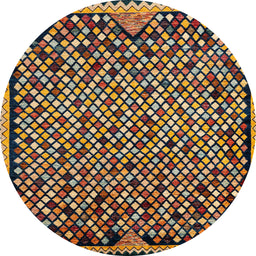 Round Abstract Metallic Gold Modern Rug, abs1845