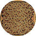 Round Abstract Brown Modern Rug, abs1845brn