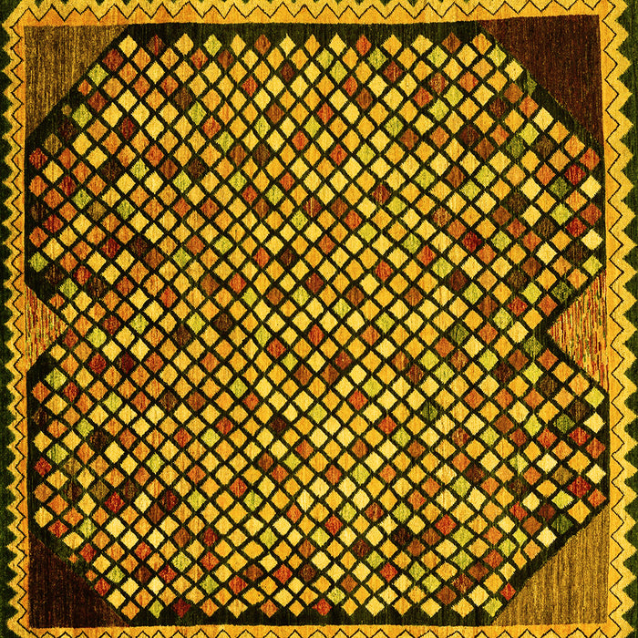 Square Abstract Yellow Modern Rug, abs1845yw