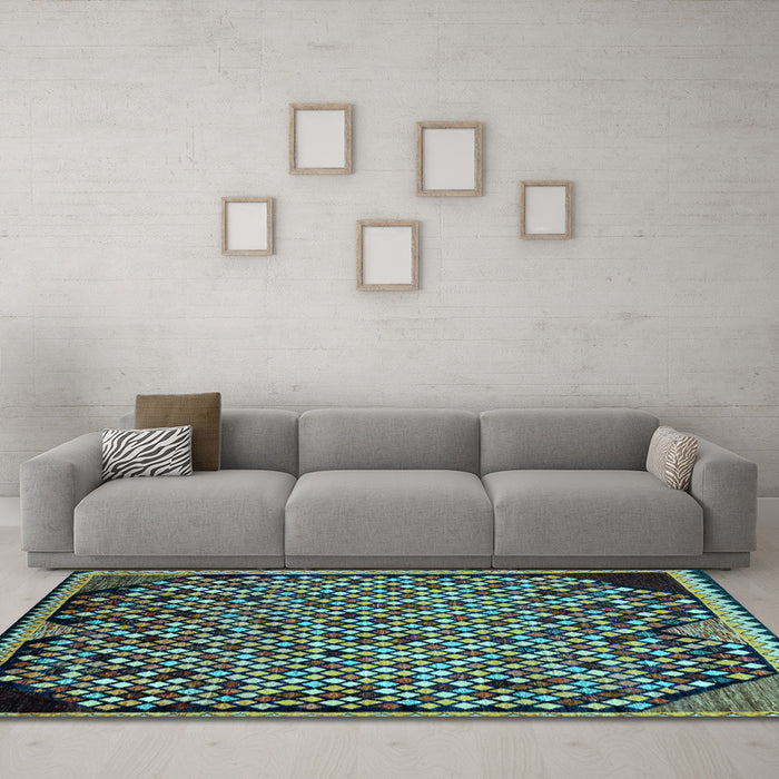 Machine Washable Abstract Light Blue Modern Rug in a Living Room, wshabs1845lblu