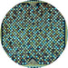 Round Abstract Light Blue Modern Rug, abs1845lblu