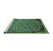 Sideview of Machine Washable Abstract Turquoise Modern Area Rugs, wshabs1845turq