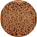 Round Machine Washable Abstract Orange Modern Area Rugs, wshabs1845org