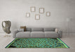 Machine Washable Abstract Turquoise Modern Area Rugs in a Living Room,, wshabs1845turq