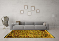 Machine Washable Abstract Yellow Modern Rug, wshabs1845yw