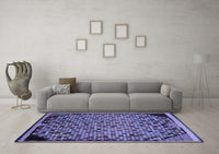 Machine Washable Abstract Blue Modern Rug, wshabs1845blu