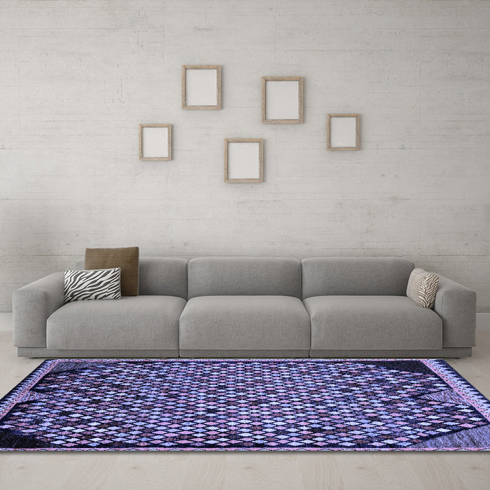 Machine Washable Abstract Blue Modern Rug in a Living Room, wshabs1845blu