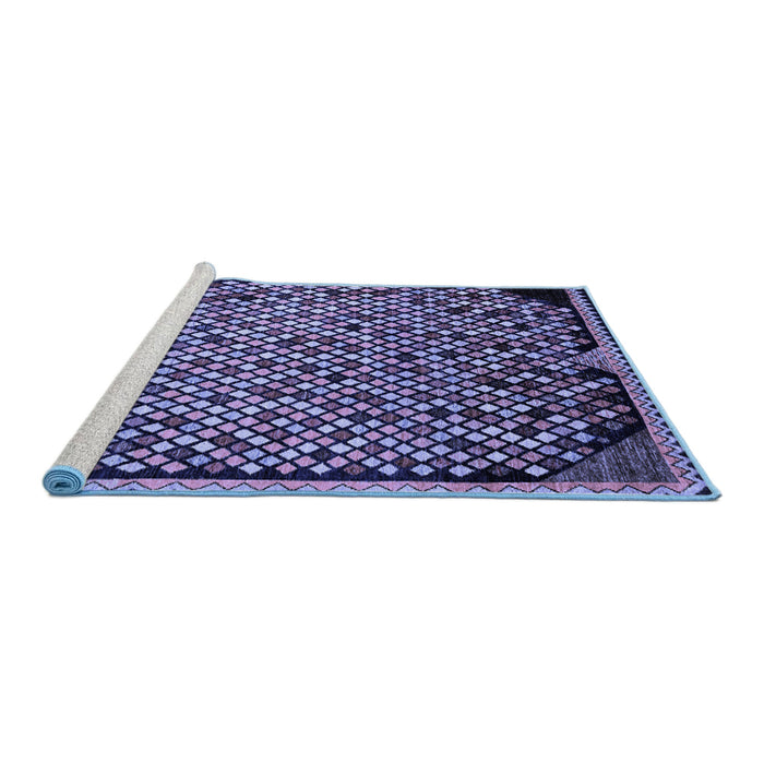 Sideview of Machine Washable Abstract Blue Modern Rug, wshabs1845blu