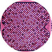 Round Machine Washable Abstract Pink Modern Rug, wshabs1845pnk