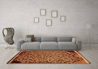 Machine Washable Abstract Orange Modern Rug, wshabs1845org