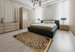 Machine Washable Abstract Metallic Gold Rug in a Bedroom, wshabs1845