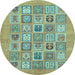 Round Abstract Light Blue Modern Rug, abs1846lblu