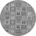 Round Abstract Gray Modern Rug, abs1846gry