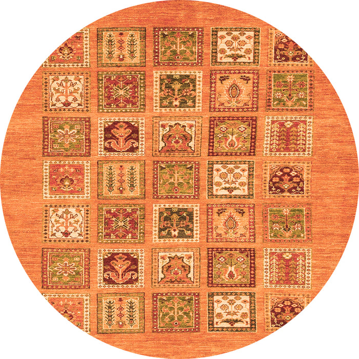 Round Machine Washable Abstract Orange Modern Area Rugs, wshabs1846org