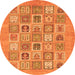 Round Machine Washable Abstract Orange Modern Area Rugs, wshabs1846org