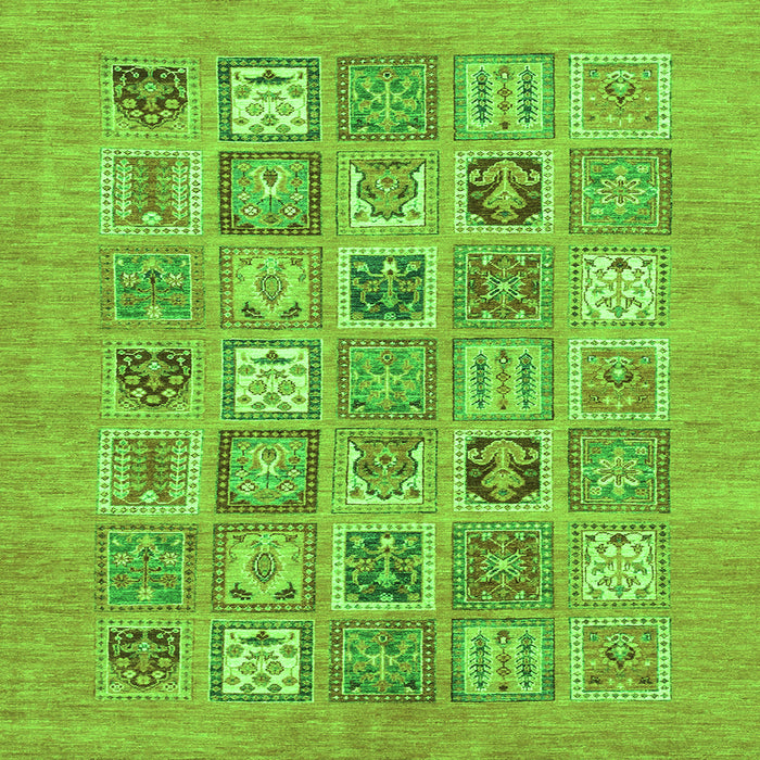Square Abstract Green Modern Rug, abs1846grn