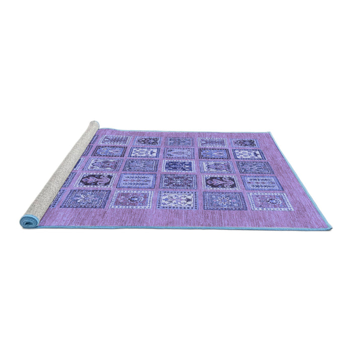 Sideview of Machine Washable Abstract Blue Modern Rug, wshabs1846blu