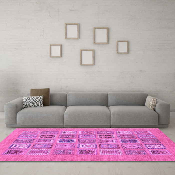 Machine Washable Abstract Purple Modern Area Rugs in a Living Room, wshabs1846pur