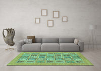 Machine Washable Abstract Turquoise Modern Rug, wshabs1846turq