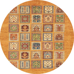 Round Abstract Yellow Modern Rug, abs1846