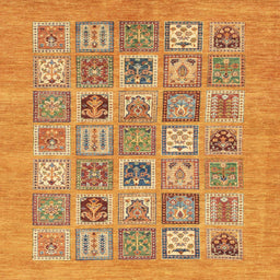 Square Abstract Yellow Modern Rug, abs1846