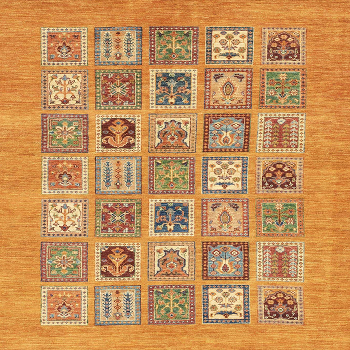 Square Abstract Yellow Modern Rug, abs1846