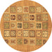 Round Abstract Brown Modern Rug, abs1846brn