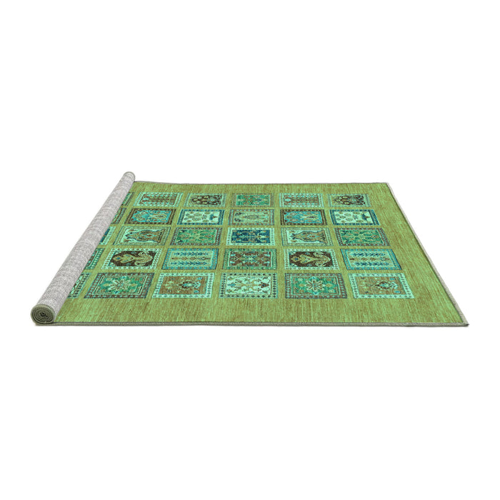 Sideview of Machine Washable Abstract Turquoise Modern Area Rugs, wshabs1846turq