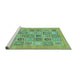 Sideview of Machine Washable Abstract Turquoise Modern Area Rugs, wshabs1846turq