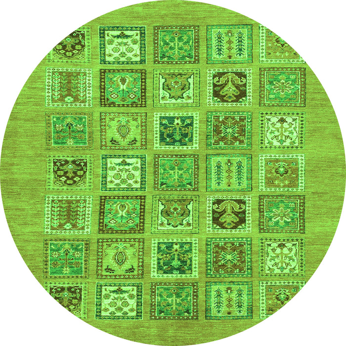 Round Abstract Green Modern Rug, abs1846grn
