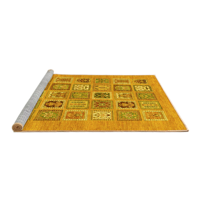 Sideview of Machine Washable Abstract Yellow Modern Rug, wshabs1846yw