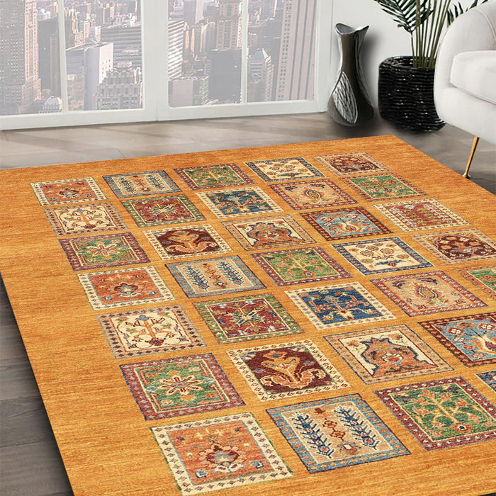 Abstract Yellow Modern Rug in Family Room, abs1846