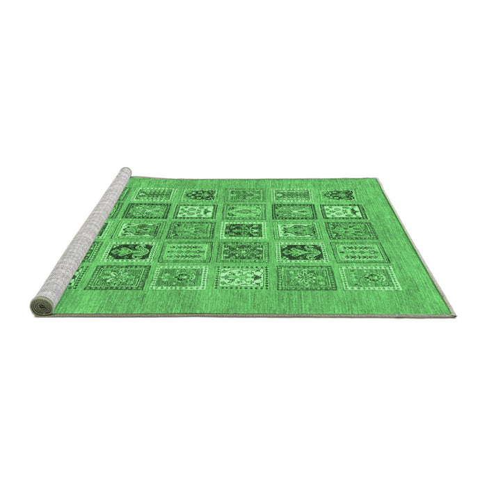 Sideview of Machine Washable Abstract Emerald Green Modern Area Rugs, wshabs1846emgrn