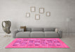 Machine Washable Abstract Pink Modern Rug in a Living Room, wshabs1846pnk