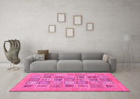 Machine Washable Abstract Pink Modern Rug, wshabs1846pnk